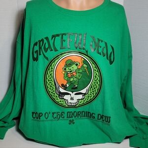 Grateful Dead Top O The Morning Dew Long Sleeve T-shirt Liquid Blue 100% Cotton